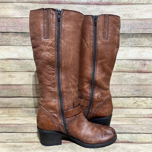 Clark’s Brown Leather Knee High Riding Boots - Picture 3 of 11